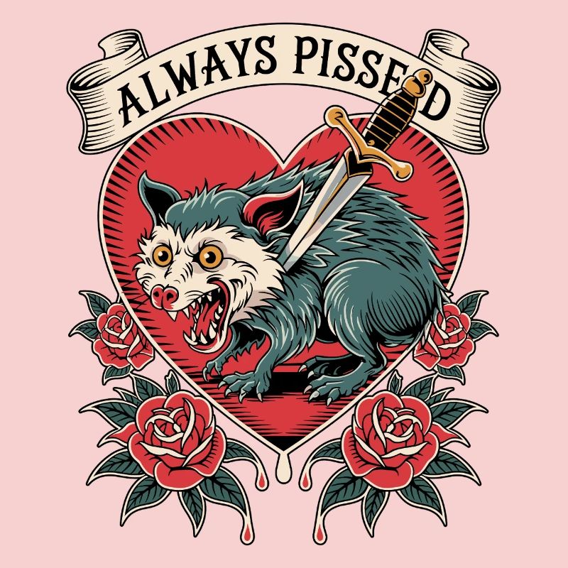 Angry Wolf Heart Tattoo Style