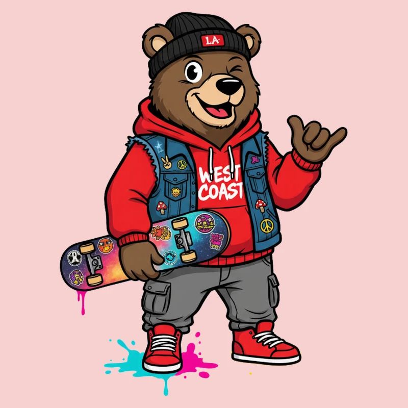 Wave Bear Skateboard Graffiti Sweat à capuche