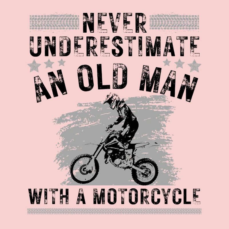 Alter Mann mit Motorrad Zitat