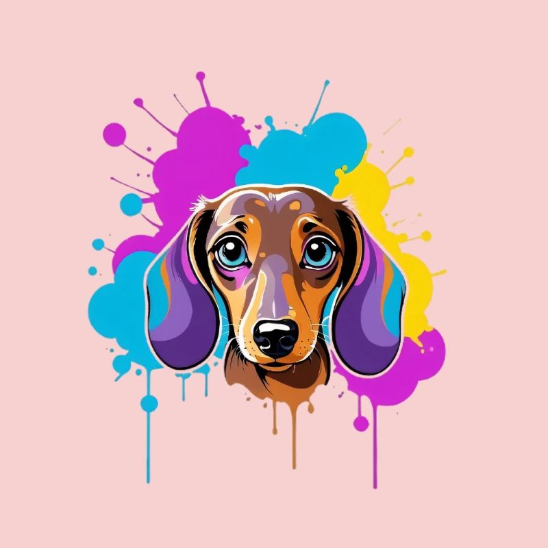 Teckel coloré éclaboussures Popart