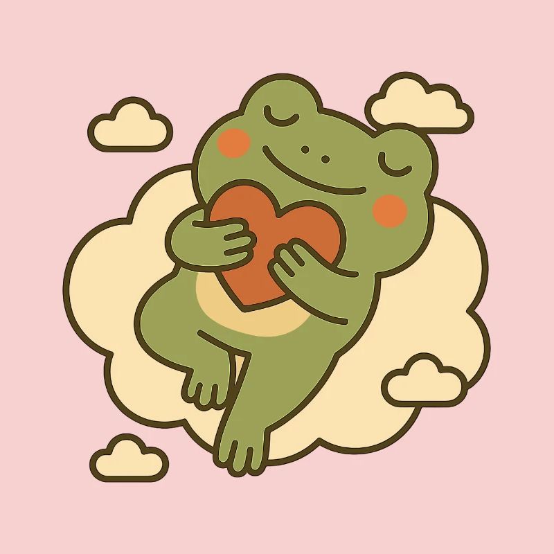 Frog with Heart on Cloud – Love & Tranquility