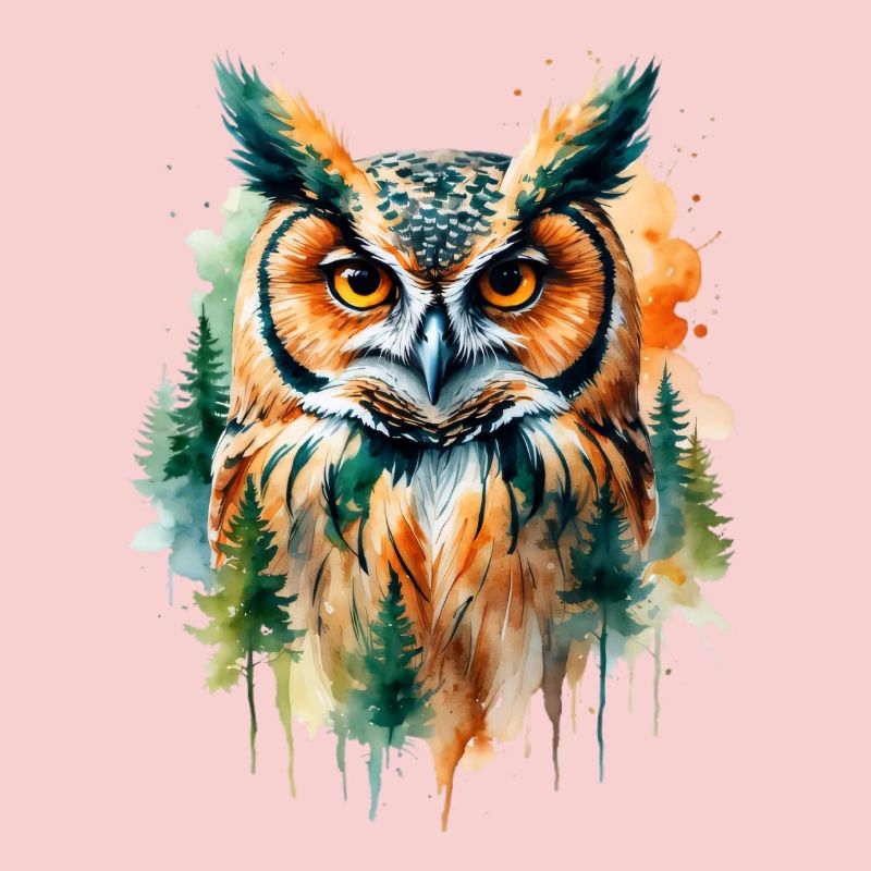 Wasserfarbene Eule im Walddesign
