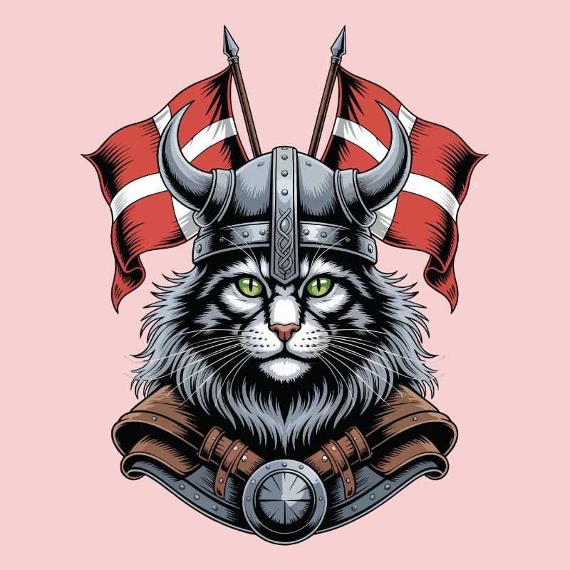 Wikingerkatze mit Helm