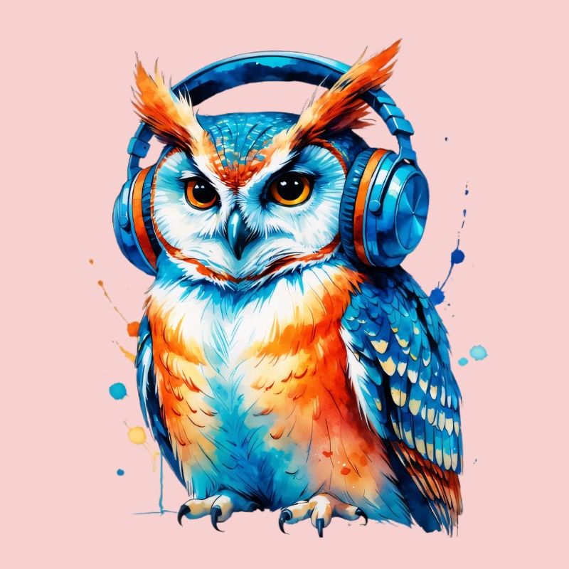 Kopfhörer Eule in Farbenspiel