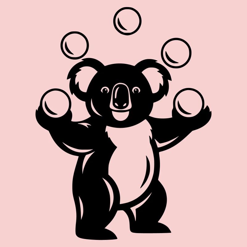 Koala jongle avec des balles de dessin animé