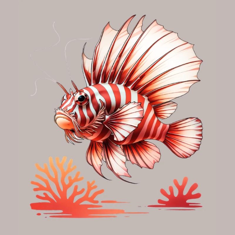 Poisson rayé rouge dans la mer de corail
