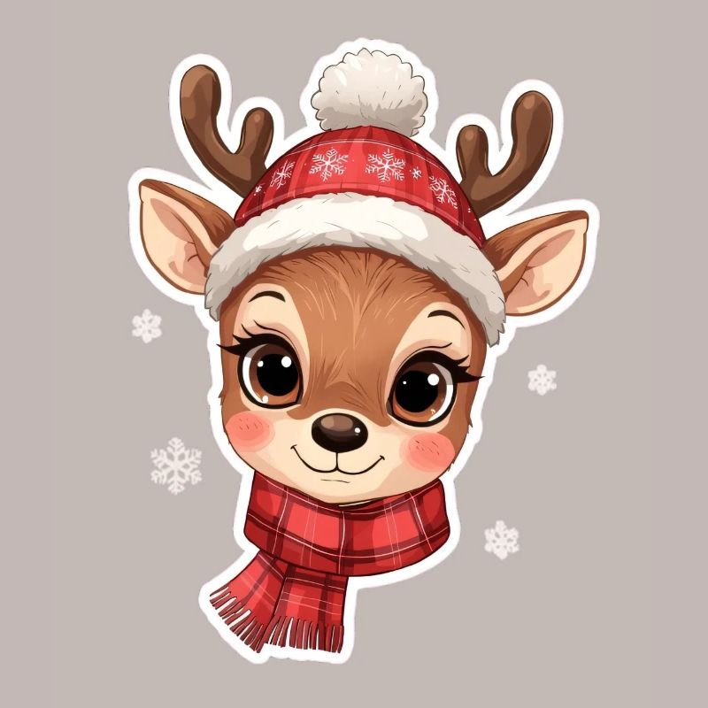 Cerf d’hiver avec écharpe rouge