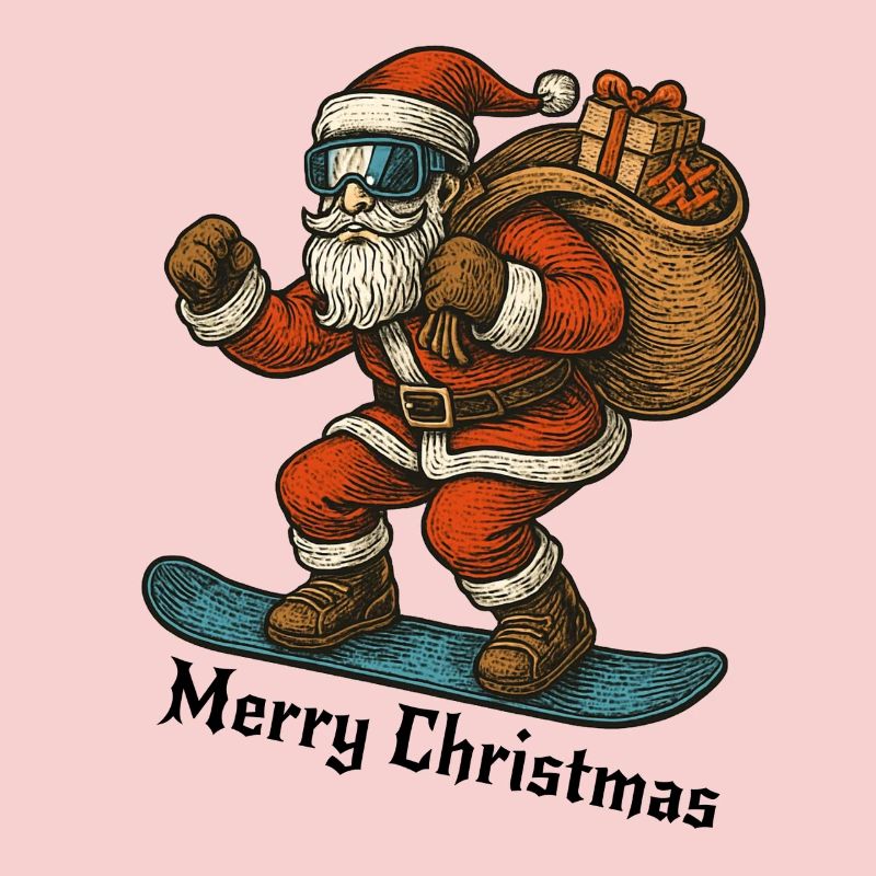 Santa Snowboard Merry Christmas