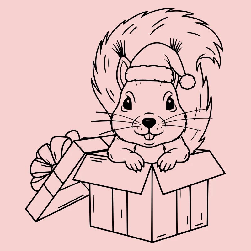 Süßes Weihnachts-Eichhörnchen in Geschenkbox