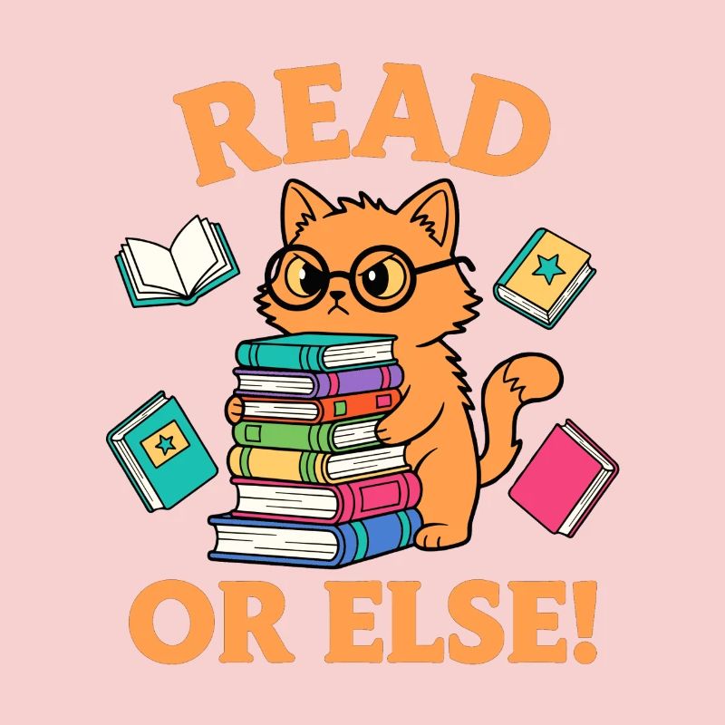 Lustige Lesekatze mit Bücher Lies oder Sonst!