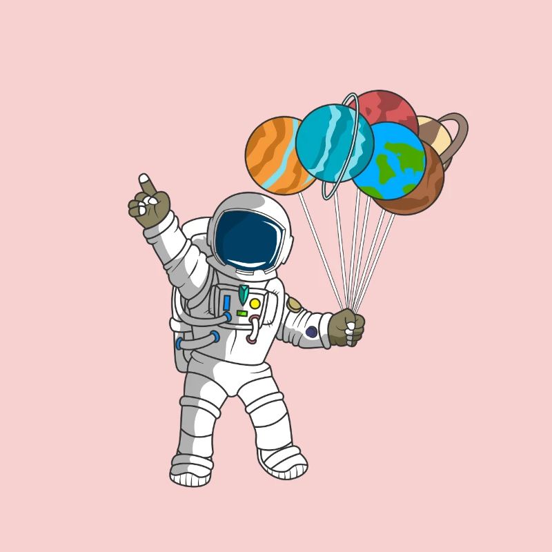 Astronaute mignon, planètes, explorateur spatial, anniversaire par
