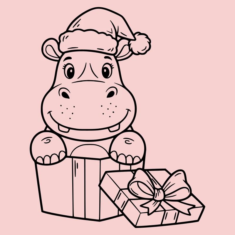 Weihnachts-Nilpferd mit Geschenken
