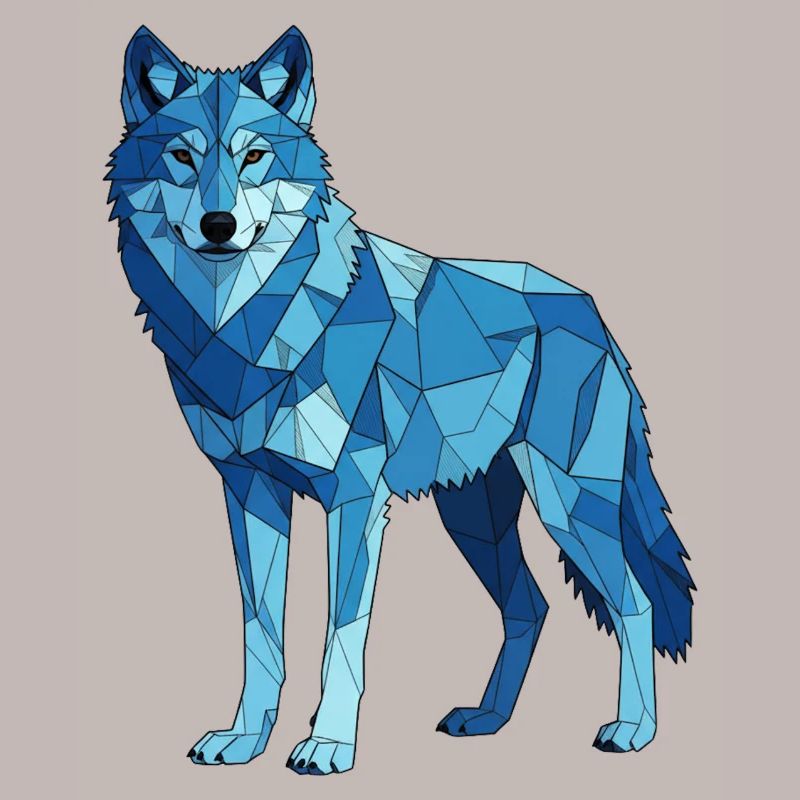 Blue polygon wolf
