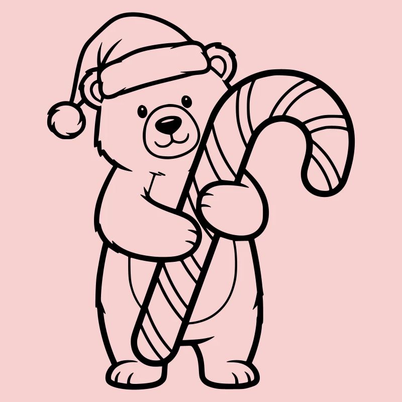 Petit ours de Noël mignon avec une canne d’orge d’orge