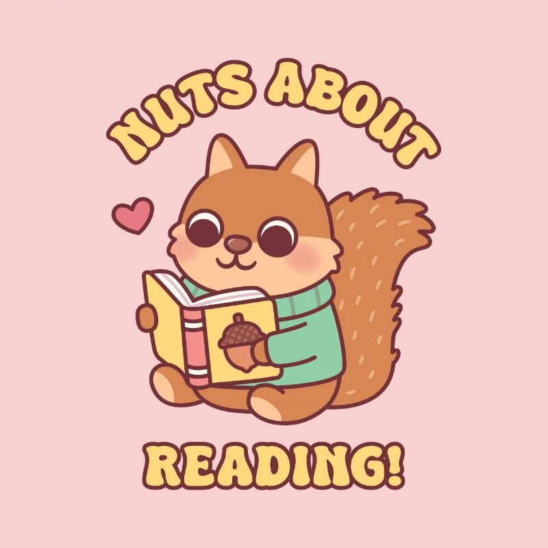 Cute Squirrel With Book Nuts About Reading Pun