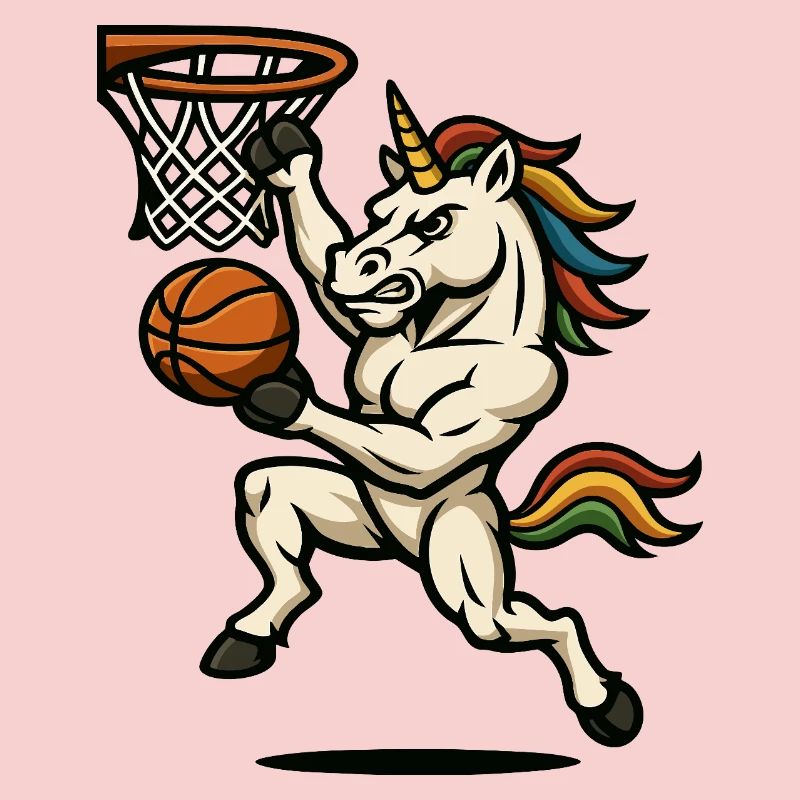 Regenbogen-Einhorn-Slam Dunk