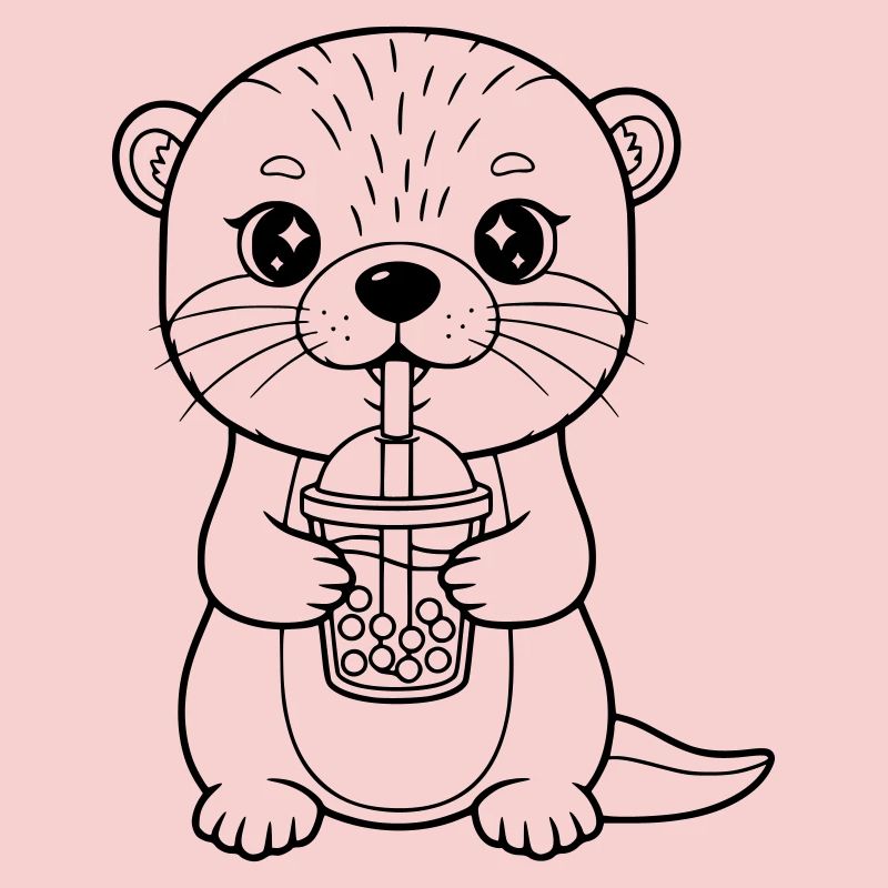 Otter mit Becher