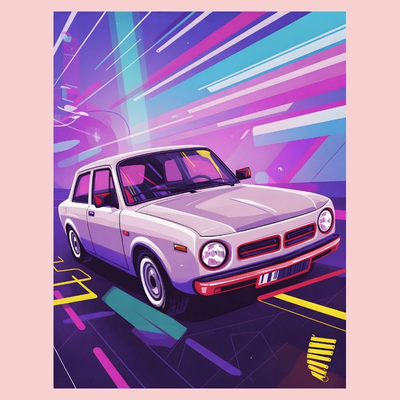 Synthwave Auto dans un style rétro