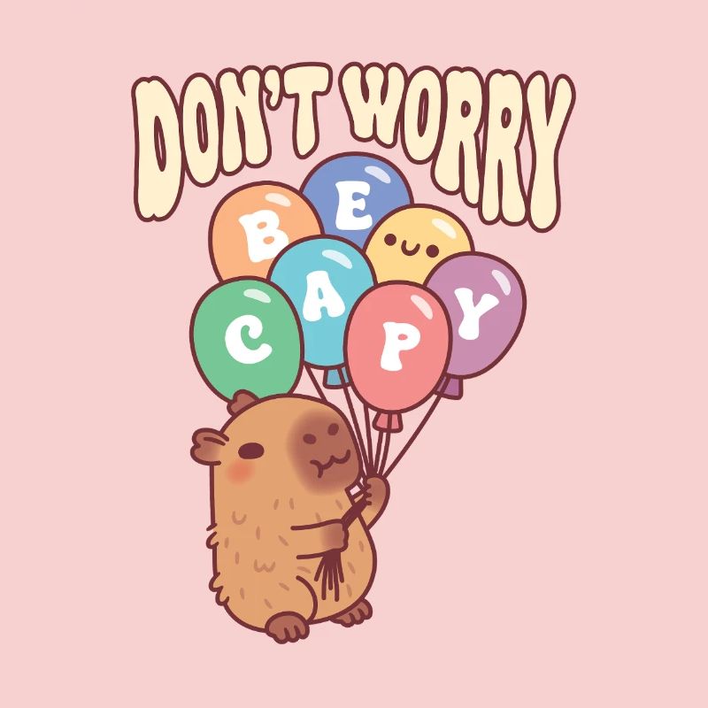 Niedliche Kapybara mit Luftballons, keine Sorge, sei kapi.