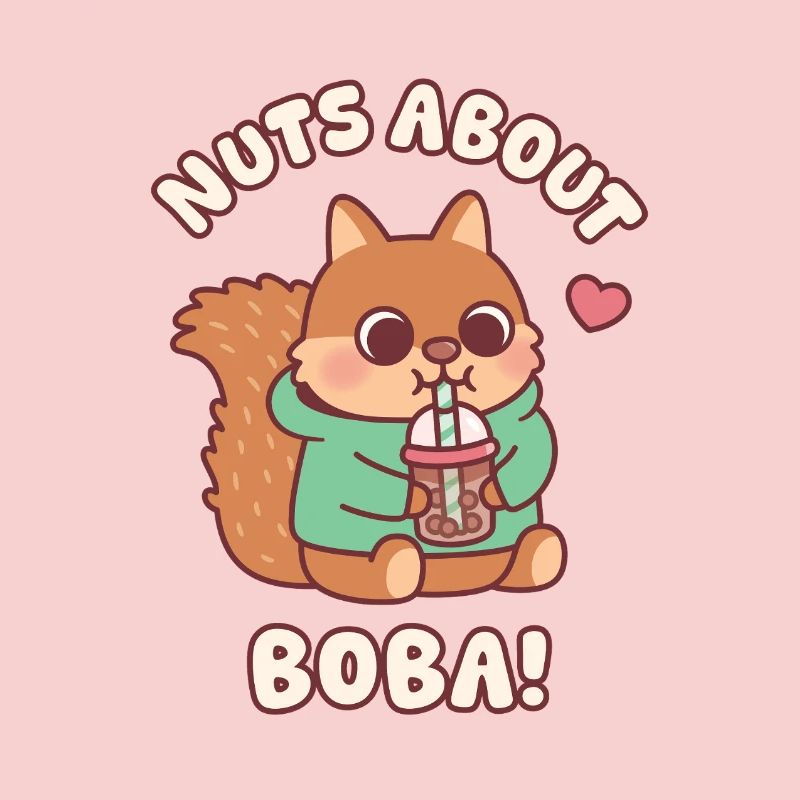 Cute Squirrel Loves Boba Tea Nuts About Boba Funny