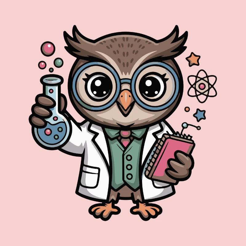Lab owl as a scientist comic