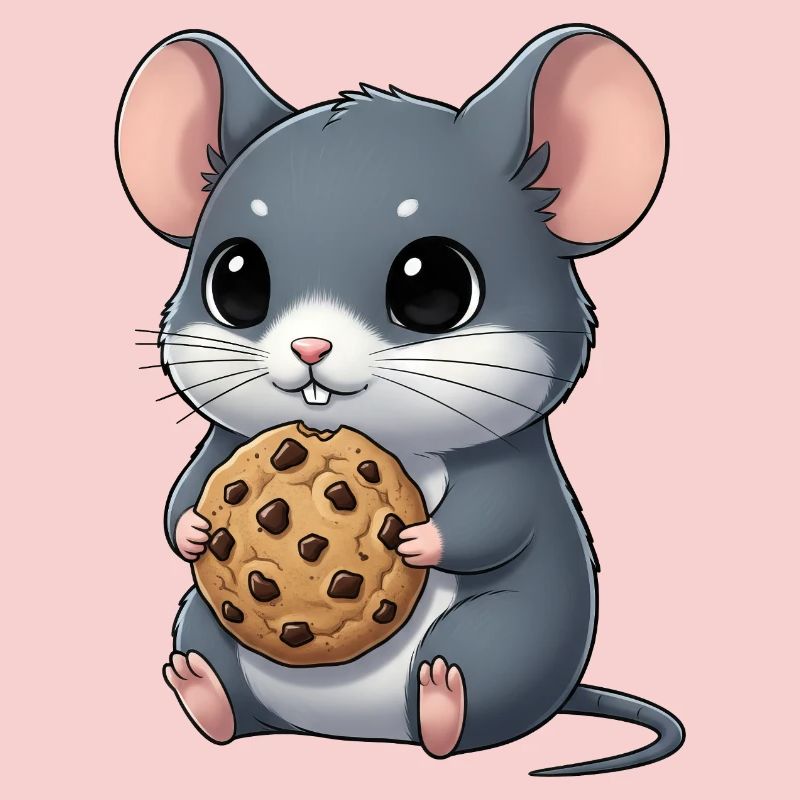 Cute Mouse with Cookie Cookies Snacking Cartoon