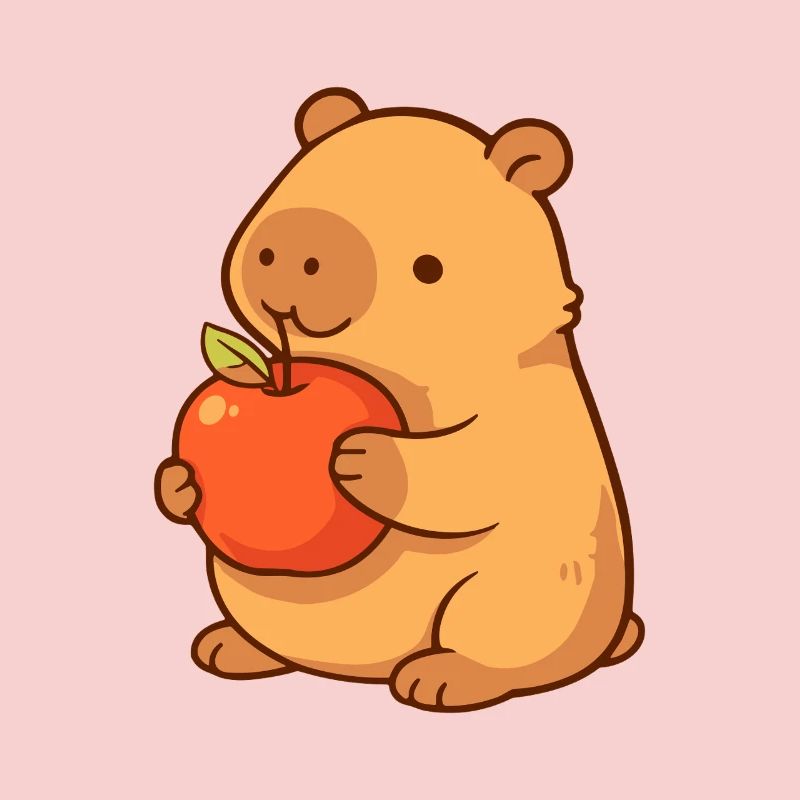 Illustration de capybara avec pomme