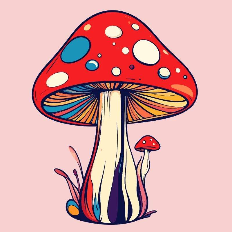 Colorful Flies Mushroom Psychedelic Pattern Mushrooms
