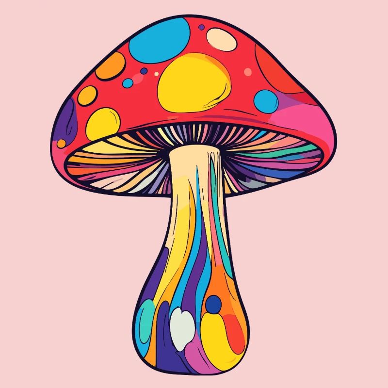 Champignon arc-en-ciel psychédélique coloré