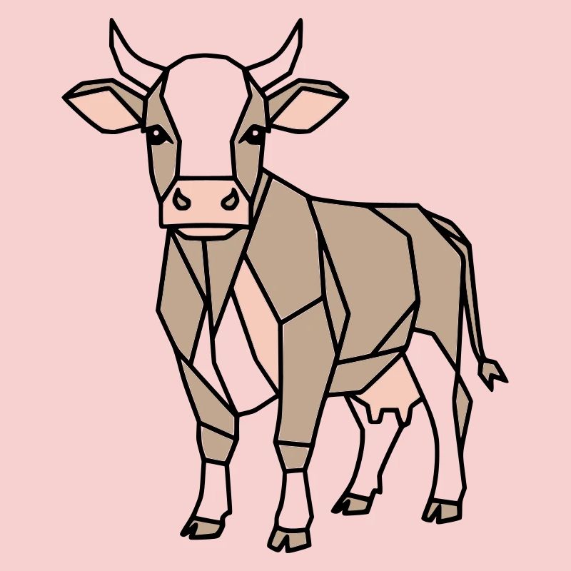 Geometric Cow Low Poly Modern