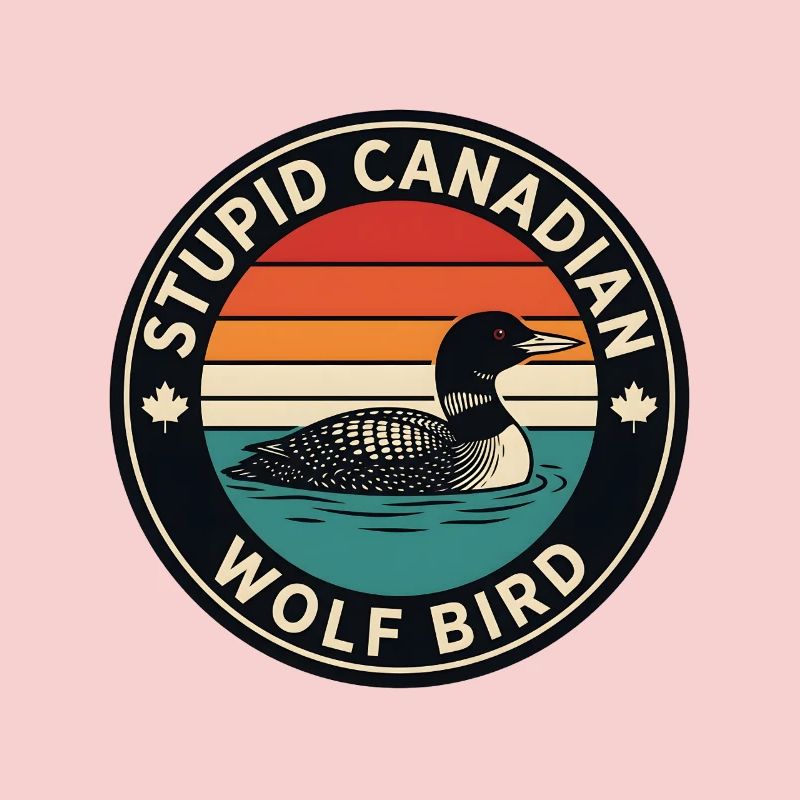 Drôle de coucher de soleil rétro de l’oiseau plongeon du Canada