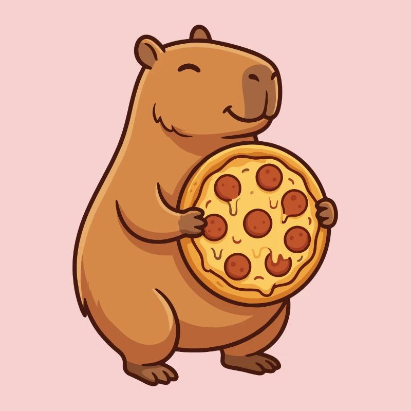 Capybara mit Pizza 