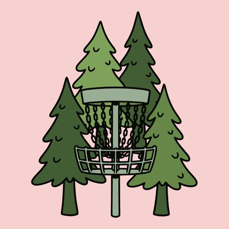 Forest Disc Golf Basket Funny Disc Golfing Scene