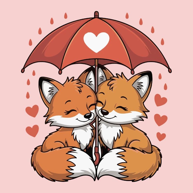 Fuchs Comic Paar Liebe