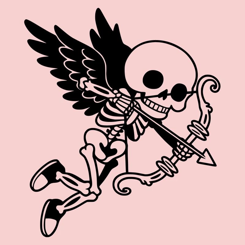 Skeleton Cupid with Wings Black