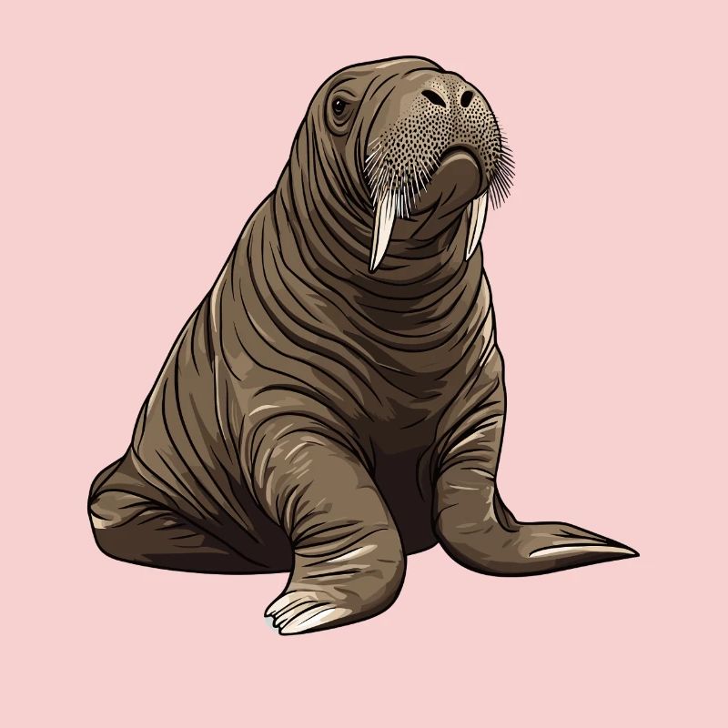 Dessin animé de morse dans des tons de marron