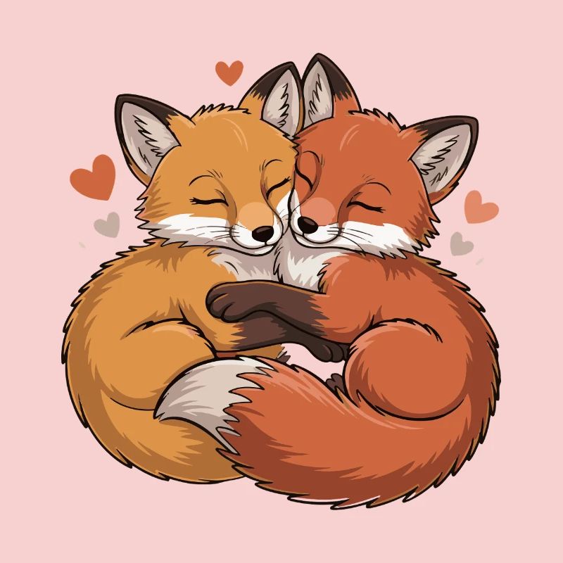 Two Foxes Hug