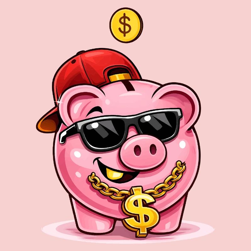 Cooles Sparschwein mit Dollar-Kette