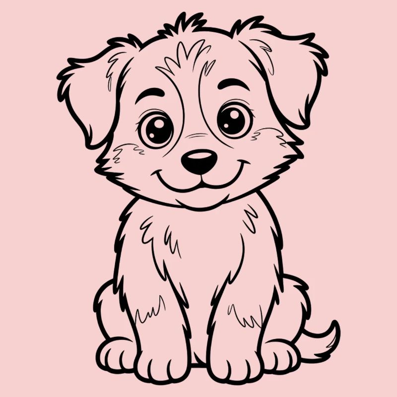 Cuddly Dog Line Drawing