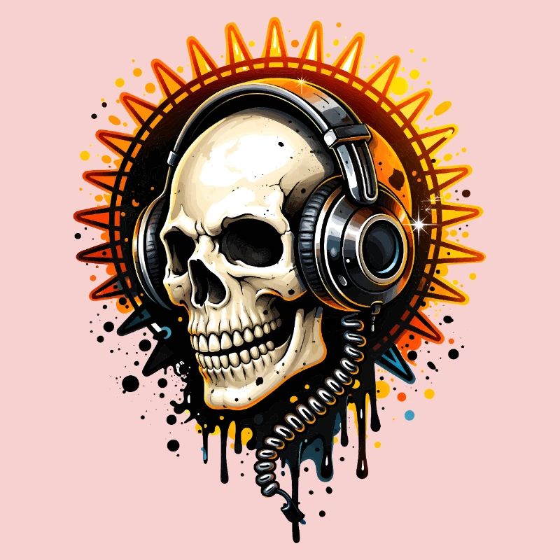 Totenkopf mit Kopfhörern Illustration