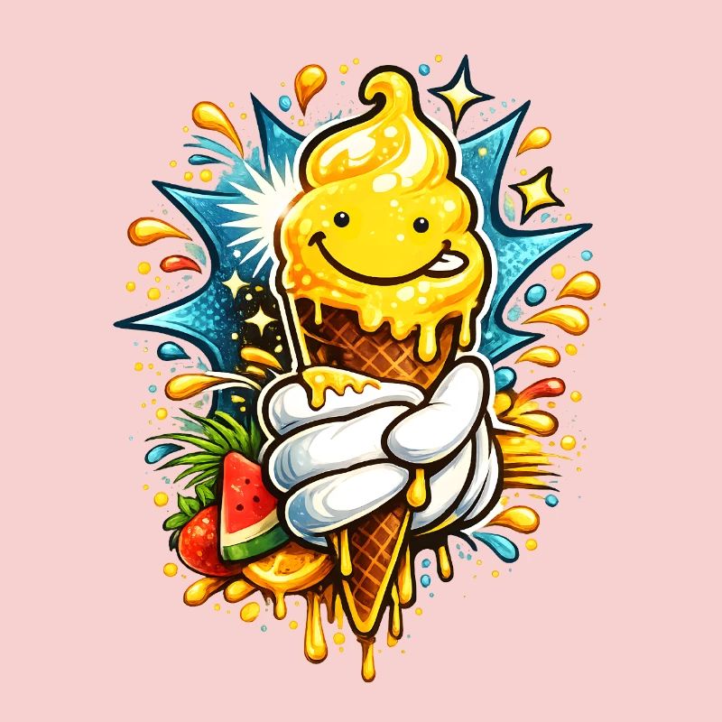 Fröhliche Schmelzende Eiscreme Illustration 