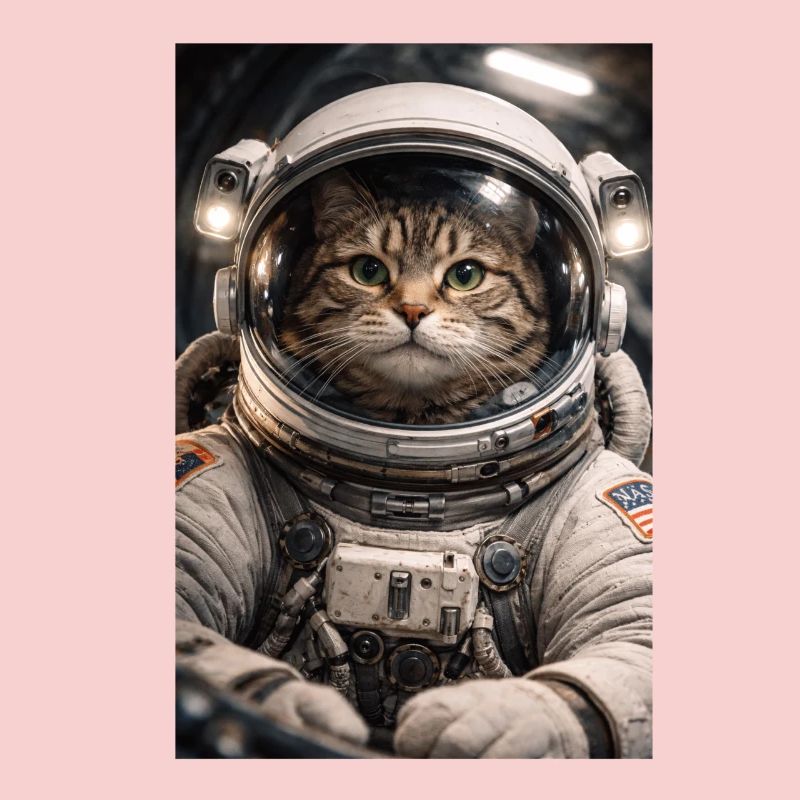 Chat de l’espace en costume d’astronaute