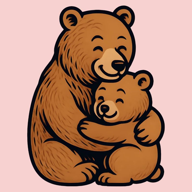 Brown Bears Hug Cuddly Drawing