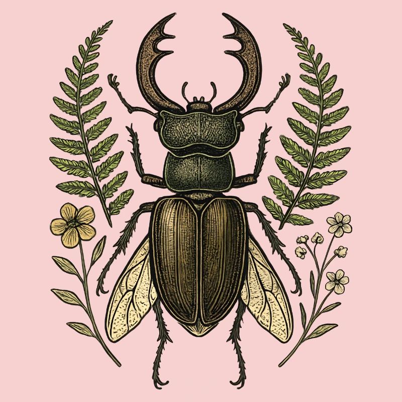 Hirschkäfer Blattwerk Print