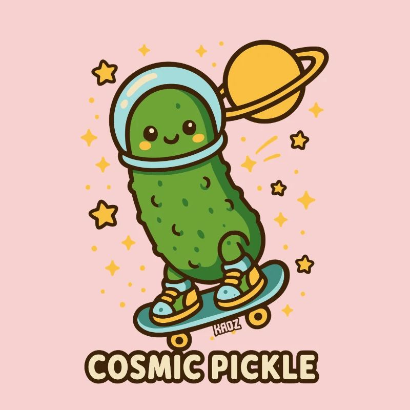Kosmische Gurke auf Skateboard