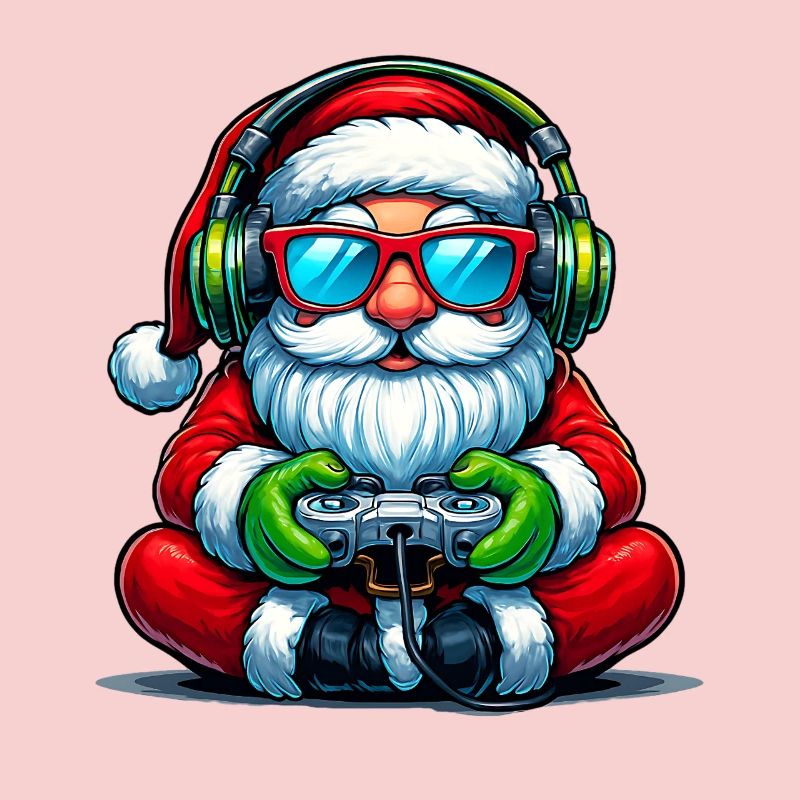 Gamer Weihnachtsmann Spielt Videospiel-Controller