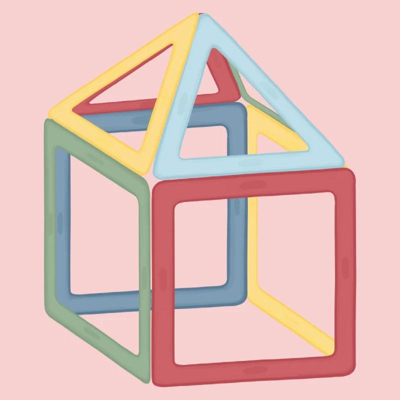 Colorful Cube Block Composition