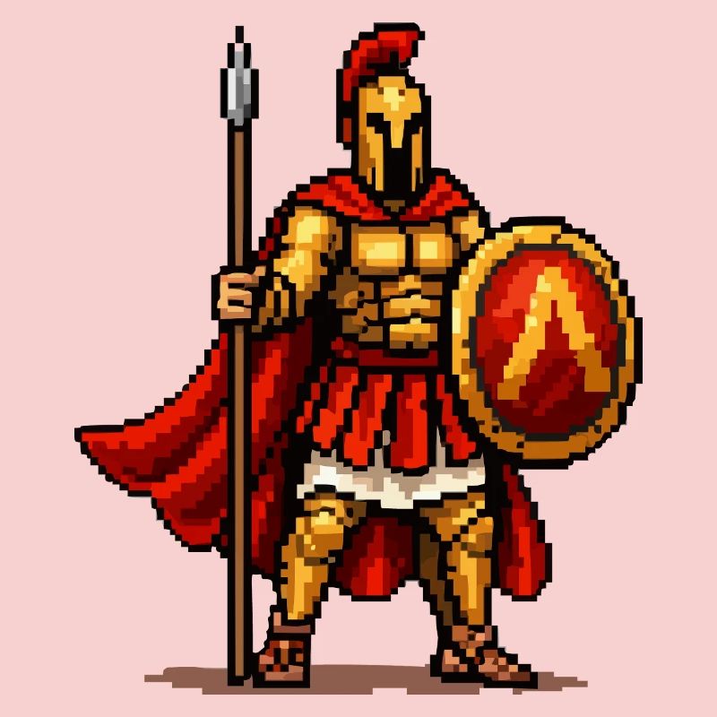 Pixel Art du Guerrier Spartiate