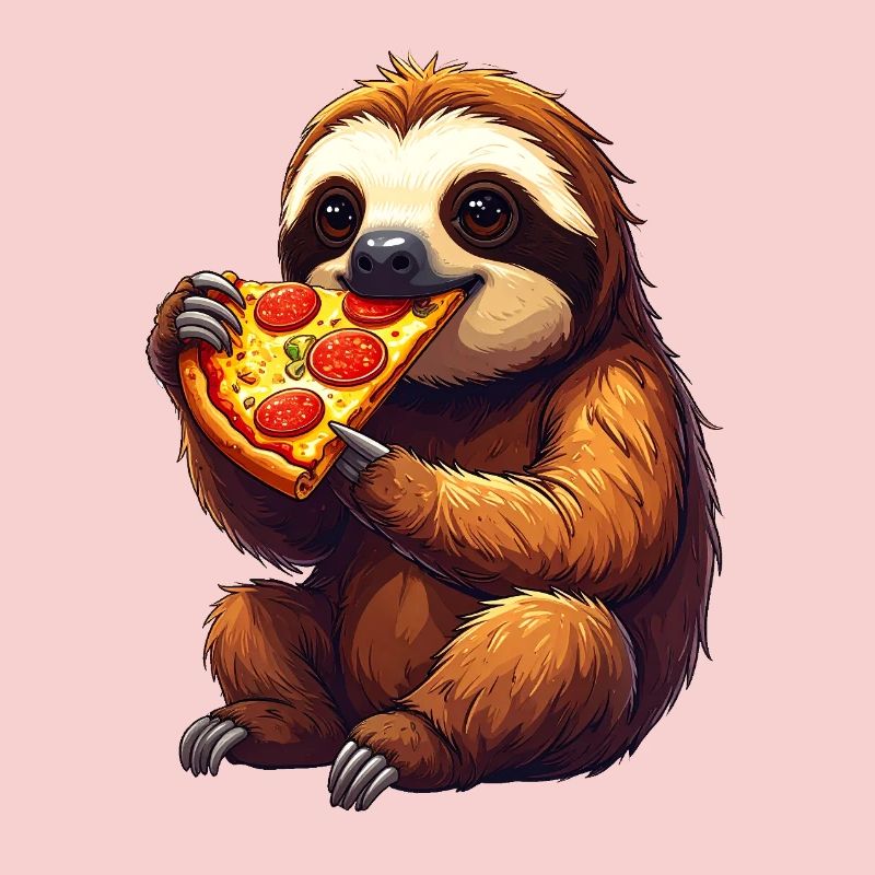 Sloth with pizza