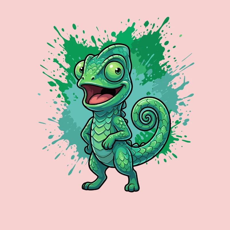 Fond éclaboussuré caméléon vert